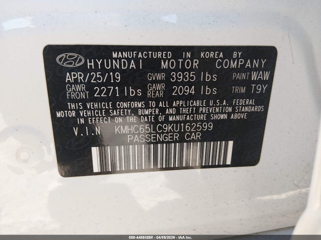 2019 HYUNDAI IONIQ HYBRID KMHC65LC9KU162599 Photo 8