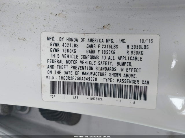 1HGCR2F75GA049879 Honda ACCORD EX