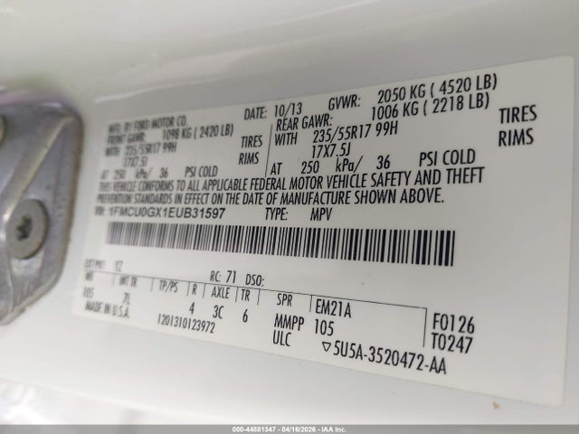 1FMCU0GX1EUB31597 Ford ESCAPE SE