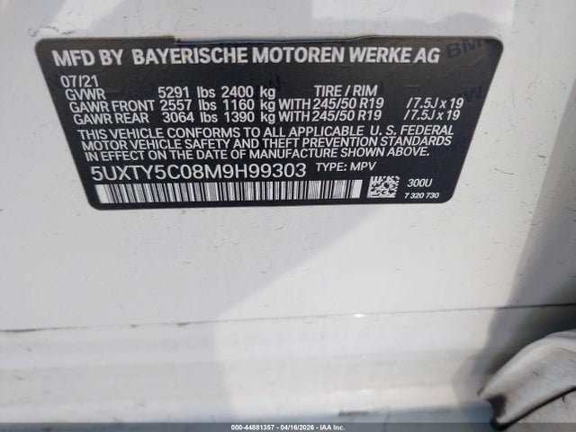 5UXTY5C08M9H99303 BMW X3 Xdrive30i