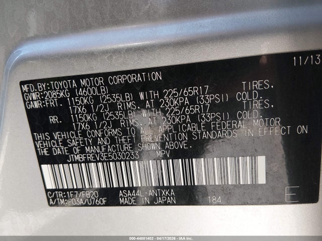 Toyota RAV4 LE 2014 JTMBFREV3E5030233 Image 9