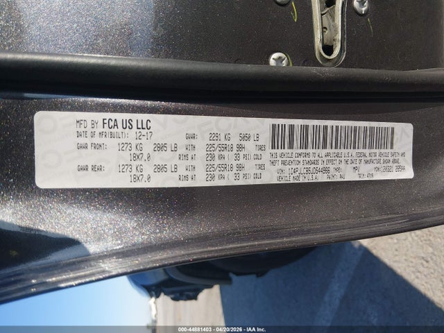 44881403 :رقم المزاد ، 1C4PJLCB5JD544966 vin ، 2018 Jeep Cherokee Latitude Fwd مزاد بيع