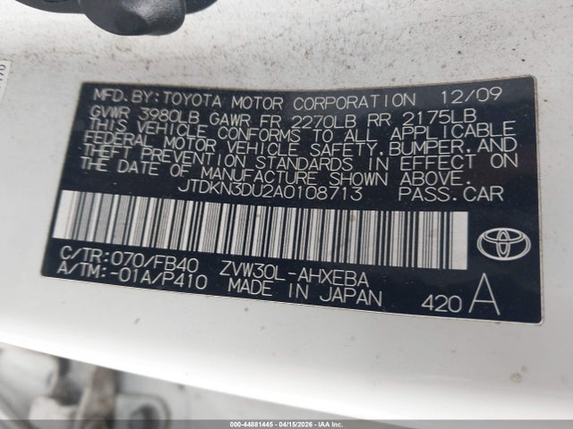 2010 TOYOTA PRIUS JTDKN3DU2A0108713 Photo 8