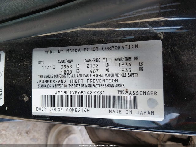 Продажа на аукционе авто 2011 Mazda Mazda3 I Touring, vin: JM1BL1VF6B1427781, номер лота: 44881530