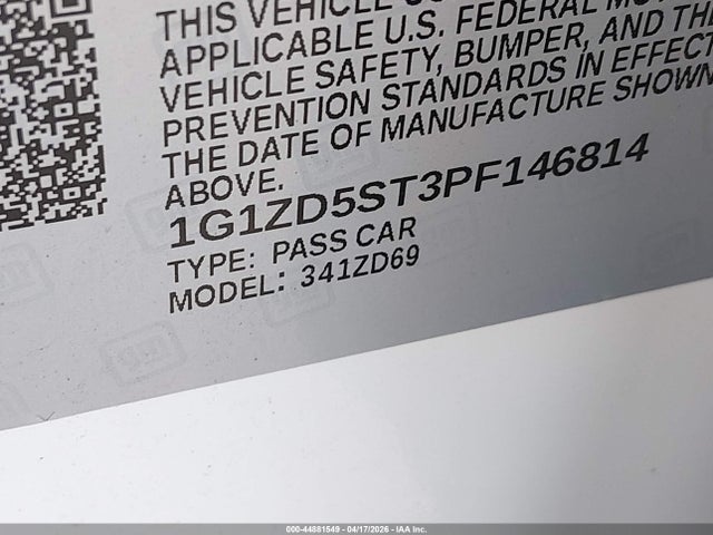 1G1ZD5ST3PF146814 Chevrolet Malibu Fwd 1lt