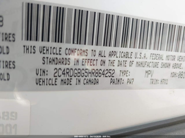 2017 DODGE GRAND CARAVAN 2C4RDGBG5HR864252 Photo 8