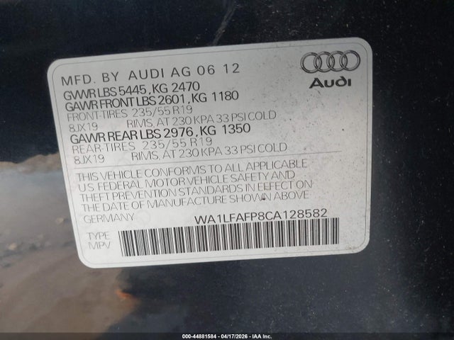 Aukcja sprzedaży 2012 Audi Q5 2.0t Premium, vin: WA1LFAFP8CA128582, numer aukcji: 44881584