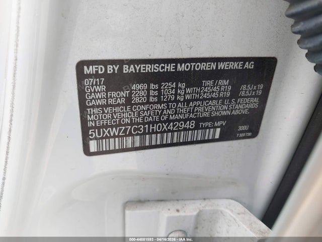5UXWZ7C31H0X42948 BMW X3 Sdrive28i