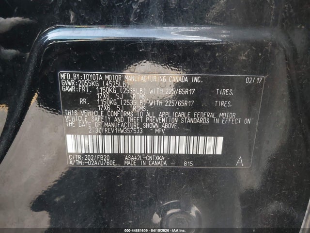 Toyota RAV4 LE 2017 2T3ZFREV1HW357533 Image 9