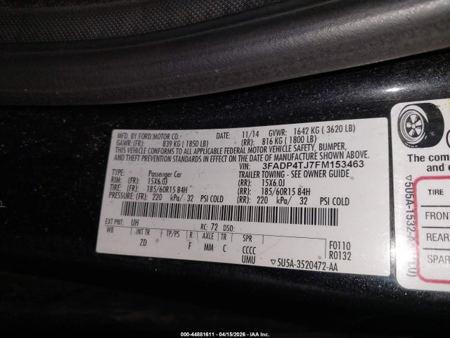 3FADP4TJ7FM153463 Ford FIESTA S