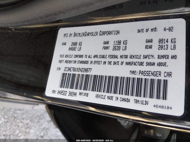 Продажа на аукционе авто 2002 Chrysler 300m Special Edition, vin: 2C3AE76K02H220877, номер лота: 44881620