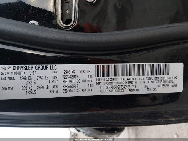 Продажа на аукционе авто 2015 Dodge Journey American Value Pkg, vin: 3C4PDCAB3FT543939, номер лота: 44881625
