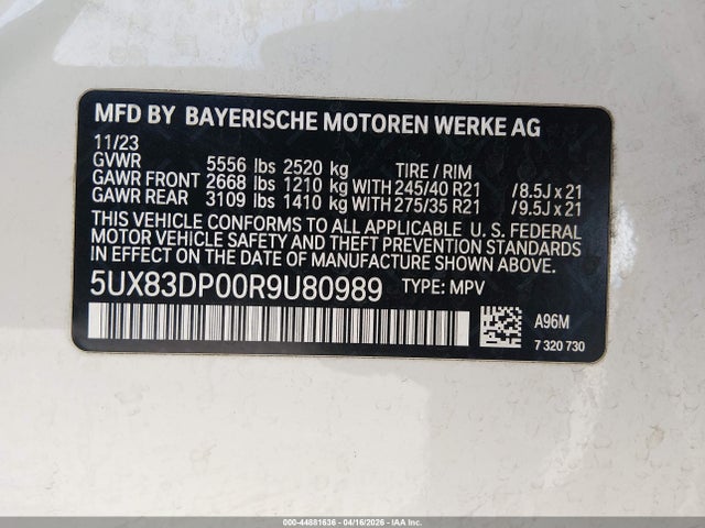 Продаж на аукціоні авто 2024 Bmw X3 M40i, vin: 5UX83DP00R9U80989, номер лоту: 44881636