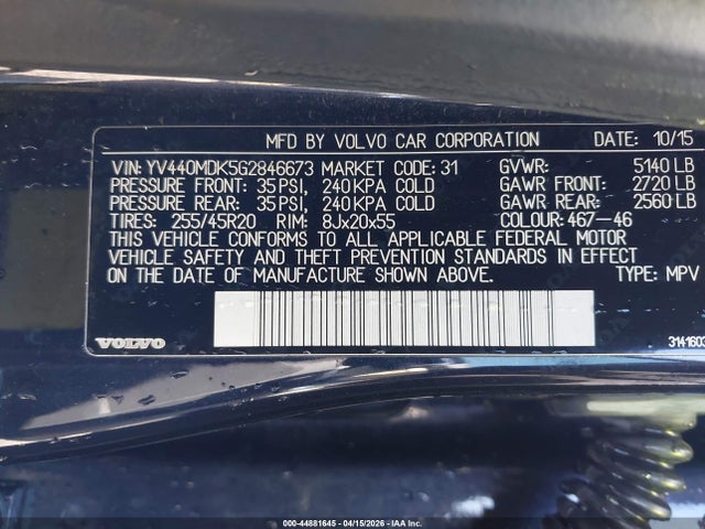 YV440MDK5G2846673 Volvo Xc60 T5 Drive-e Premier