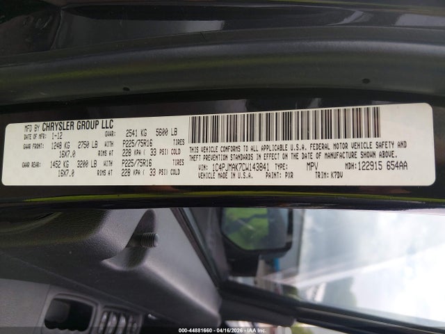 44881660 :رقم المزاد ، 1C4PJMAK7CW143841 vin ، 2012 Jeep Liberty Sport مزاد بيع