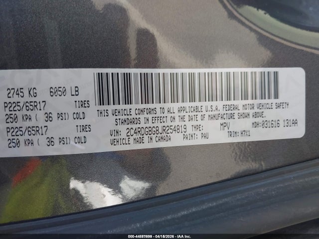 2018 DODGE GRAND CARAVAN 2C4RDGBG8JR254819 Photo 8