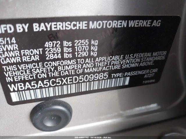Aukcja sprzedaży 2014 Bmw 528i, vin: WBA5A5C5XED509985, numer aukcji: 44881702