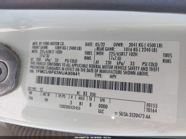 2022 FORD ESCAPE 1FMCU9F63NUA90841 Photo 8