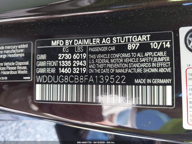 2015 MERCEDES-BENZ S 550 WDDUG8CB8FA139522 Photo 8