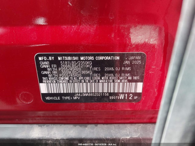 2025 MITSUBISHI OUTLANDER JA4J3WA88SZ021156 Photo 8