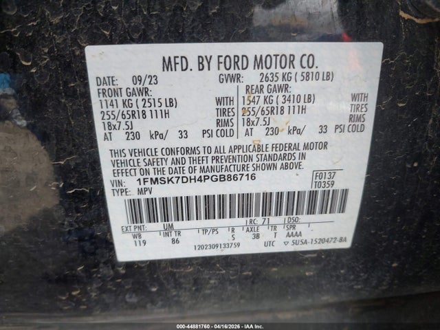 Ford EXPLORER XLT 2023 1FMSK7DH4PGB86716 Image 9