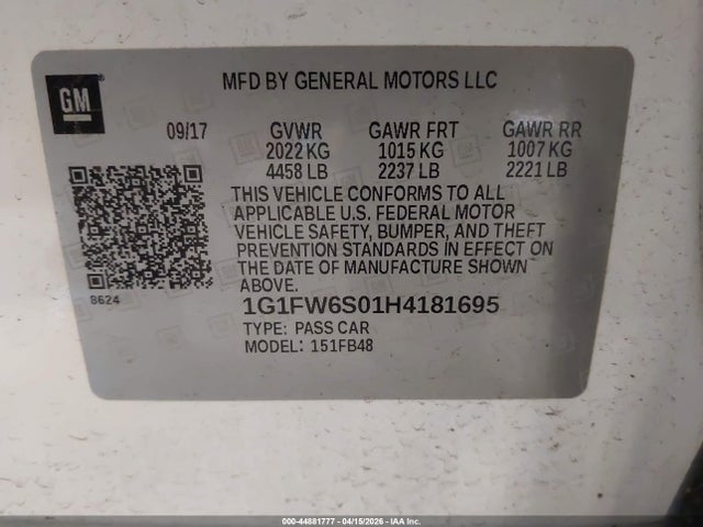 1G1FW6S01H4181695 Chevrolet BOLT EV LT