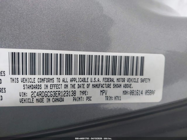 Dodge Grand Caravan Sxt 2014 2C4RDGCG3ER123138 Image 9
