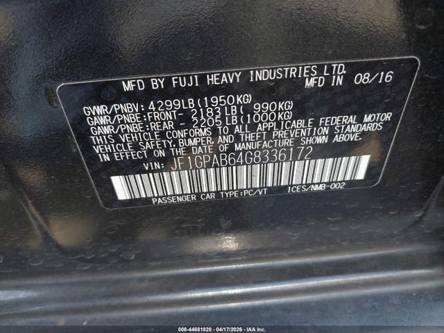 JF1GPAB64G8336172 Subaru Impreza 2.0i Premium