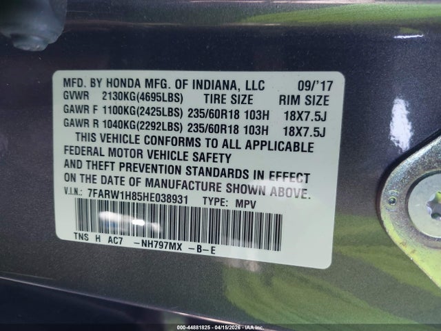 7FARW1H85HE038931 Honda Cr-v Ex-l/ex-l Navi