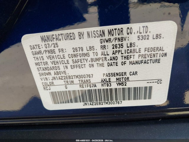 44881831 :رقم المزاد ، JN1AZ2EB2TM300767 vin ، 2026 Nissan Leaf Platinum+ مزاد بيع