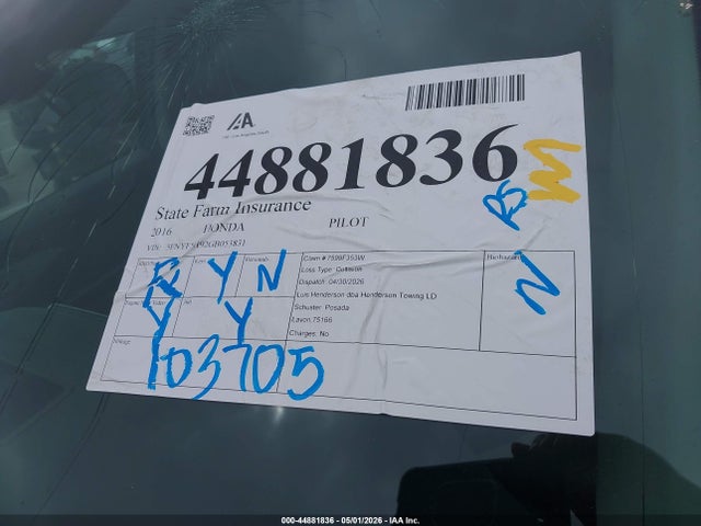 5FNYF5H92GB053831 Honda Pilot Touring