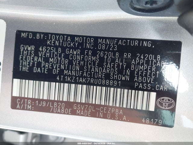 Aukcja sprzedaży 2024 Toyota Camry Xse V6, vin: 4T1KZ1AK7RU088891, numer aukcji: 44881847