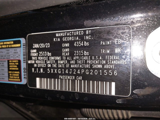 44881851 :رقم المزاد ، 5XXG14J24PG201556 vin ، 2023 Kia K5 Lxs مزاد بيع