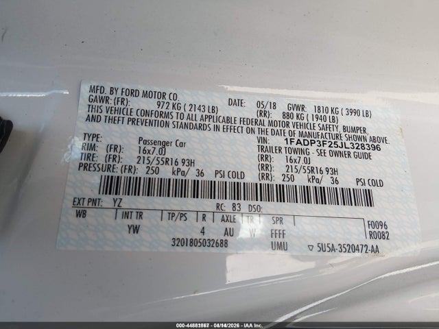 2018 FORD FOCUS 1FADP3F25JL328396 Photo 8