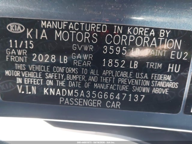 KNADM5A35G6647137 KIA RIO LX