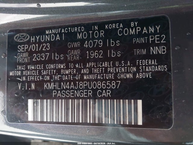 KMHLN4AJ8PU086587 Hyundai Elantra Hybrid Limited