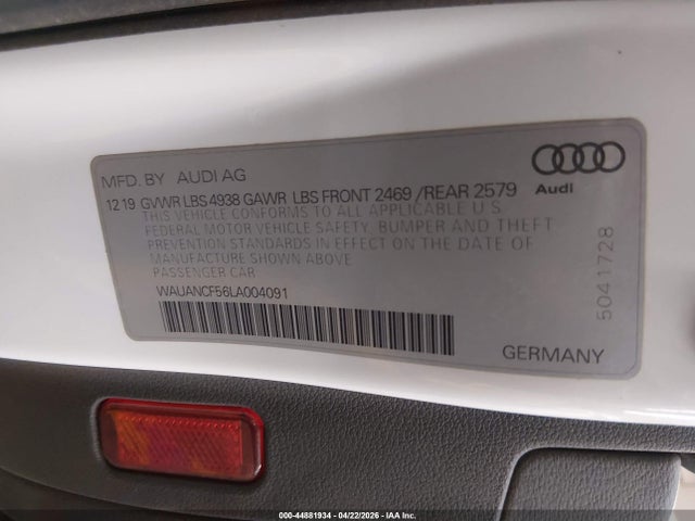 Aukcja sprzedaży 2020 Audi A5 Sportback Premium 45 Tfsi Quattro S Tronic, vin: WAUANCF56LA004091, numer aukcji: 44881934