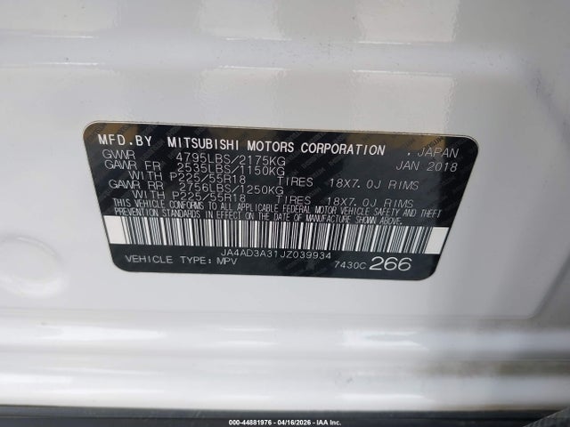 JA4AD3A31JZ039934 Mitsubishi Outlander Se