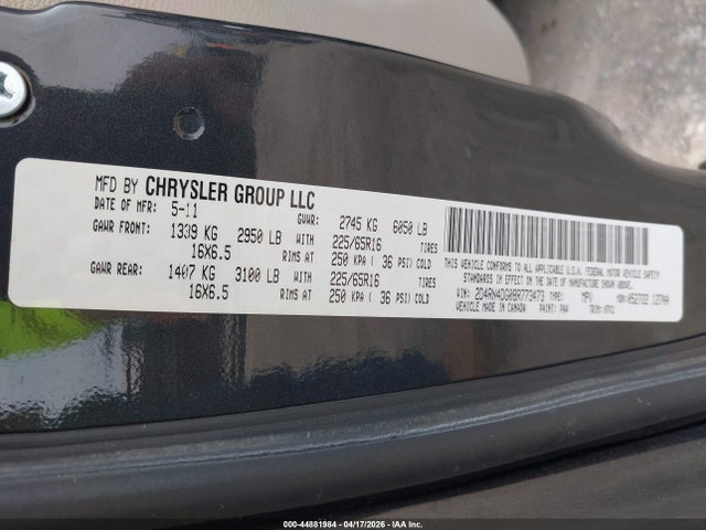2011 Dodge Grand Caravan Express მანქანა იყიდება აუქციონზე, vin: 2D4RN4DG0BR773473, აუქციონის ნომერი: 44881984