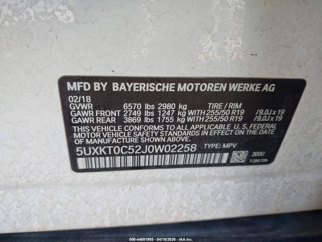 Продаж на аукціоні авто 2018 Bmw X5 Edrive Xdrive40e Iperformance, vin: 5UXKT0C52J0W02258, номер лоту: 44881985