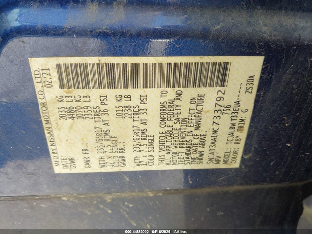 Продаж на аукціоні авто 2021 Nissan Rogue S Fwd, vin: 5N1AT3AA1MC733792, номер лоту: 44882002