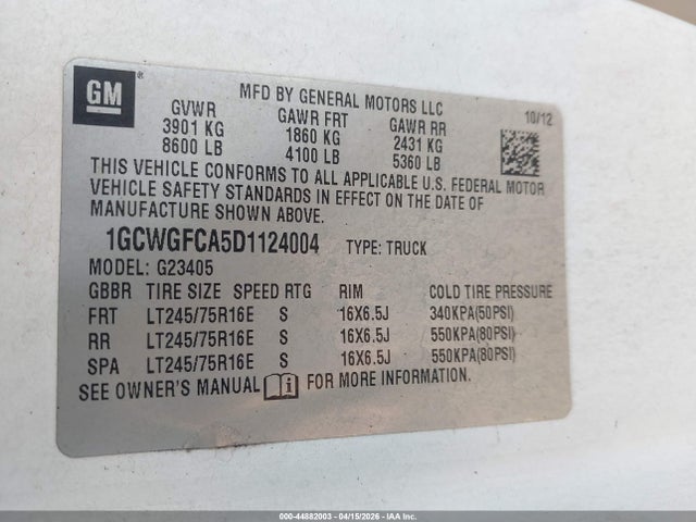 2013 CHEVROLET EXPRESS 2500 1GCWGFCA5D1124004 Photo 8