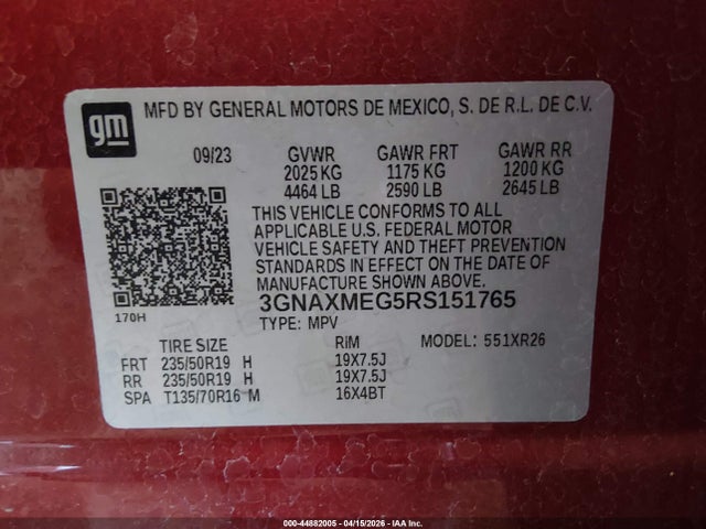 3GNAXMEG5RS151765 Chevrolet Equinox Fwd Rs