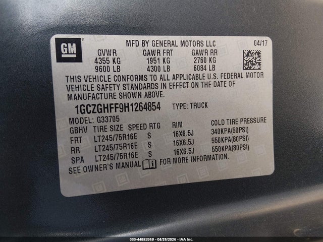 1GCZGHFF9H1264854 Chevrolet Express 3500 Work Van
