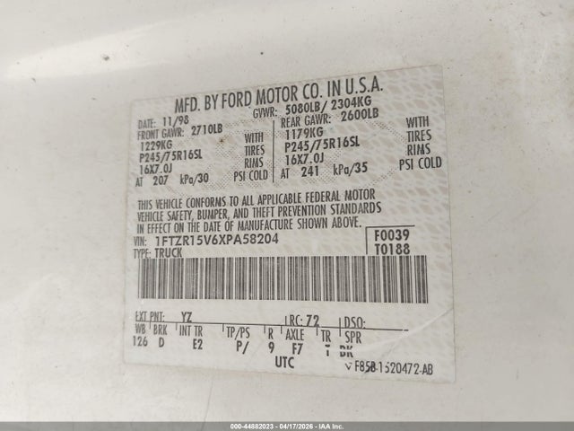1999 FORD RANGER 1FTZR15V6XPA58204 Photo 8