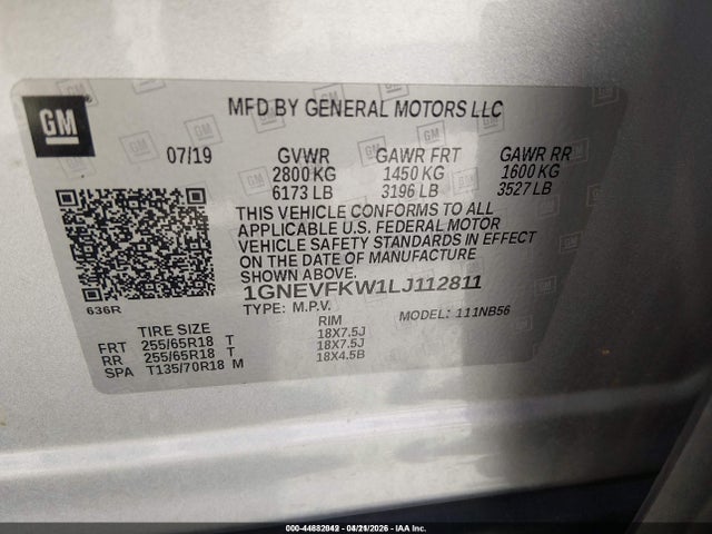 2020 CHEVROLET TRAVERSE 1GNEVFKW1LJ112811 Photo 8