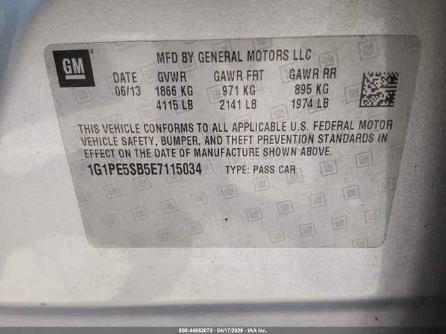 1G1PE5SB5E7115034 Chevrolet Cruze 2lt Auto
