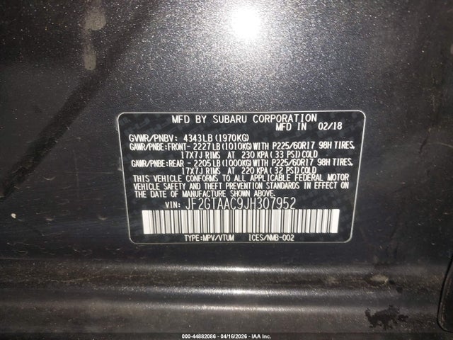 Продаж на аукціоні авто 2018 Subaru Crosstrek 2.0i, vin: JF2GTAAC9JH307952, номер лоту: 44882086