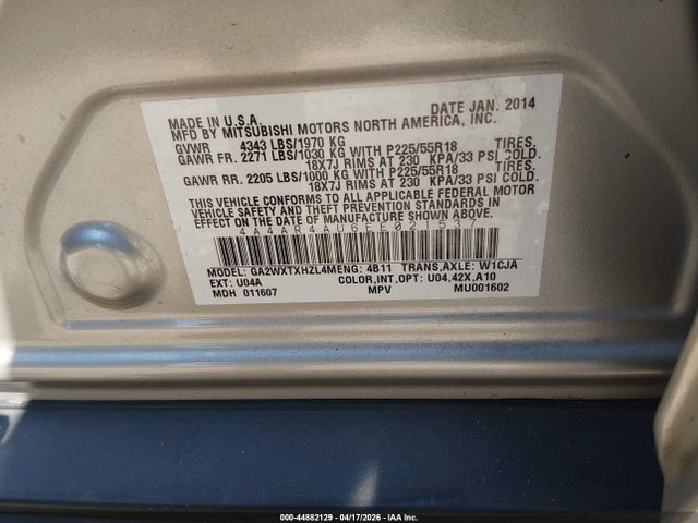 Продаж на аукціоні авто 2014 Mitsubishi Outlander Sport Se, vin: 4A4AR4AU6EE021537, номер лоту: 44882129