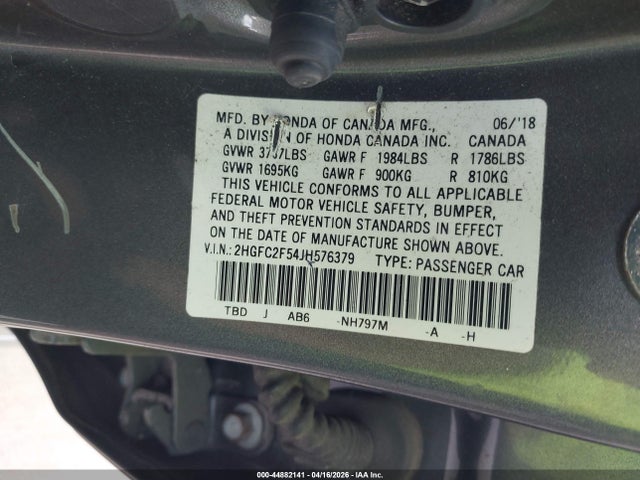 2HGFC2F54JH576379 Honda Civic Lx